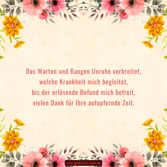 Danksagung an einen Arzt