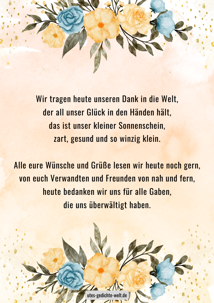 Danksagung nach der Geburt