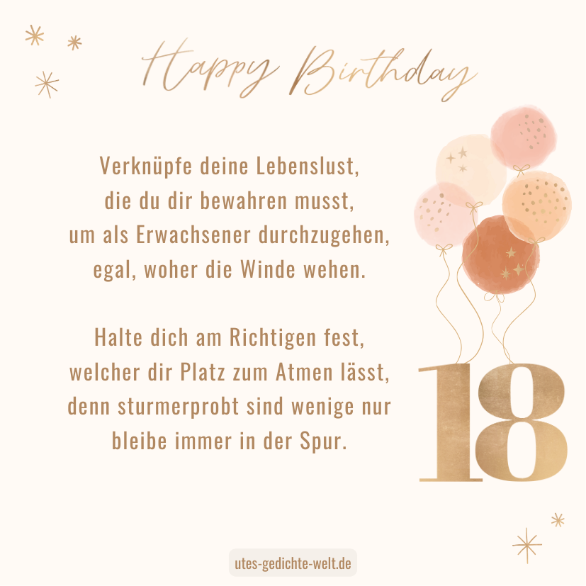 Glückwünsche zum 18. Geburtstag