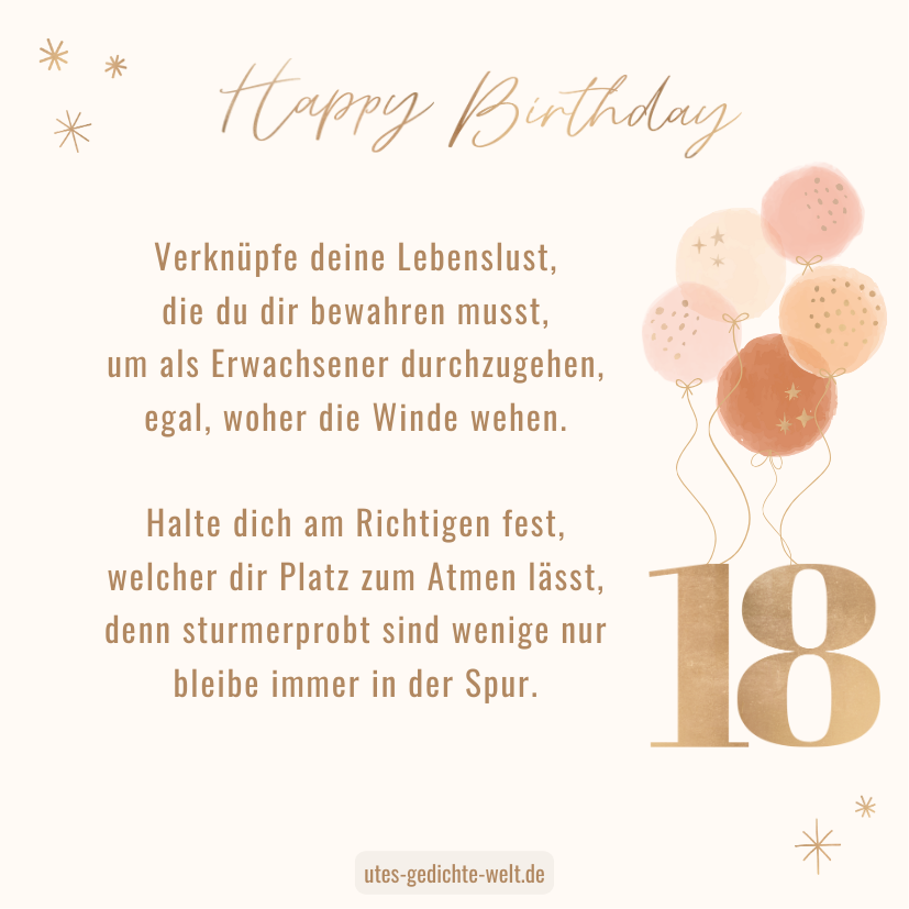 Glückwünsche zum 18. Geburtstag für Mädchen & Jungen