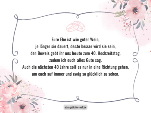 Nigel Quiney Glückwunschkarte Zum 40. Hochzeitstag – Mit Champagner-Design, Folienprägung & Umweltfreundlich