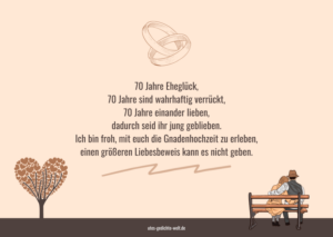 Gnadenhochzeit Glückwünsche zum 70. Hochzeitstag