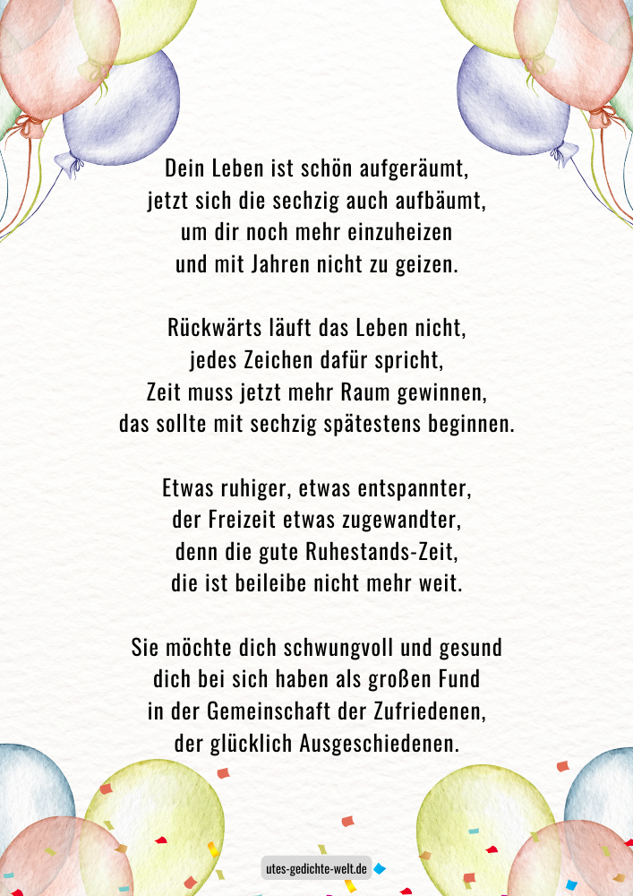 Geburtstagsgedichte zum 60. Geburtstag