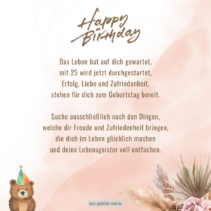 Glückwünsche zum 25. Geburtstag für Frauen & Männer