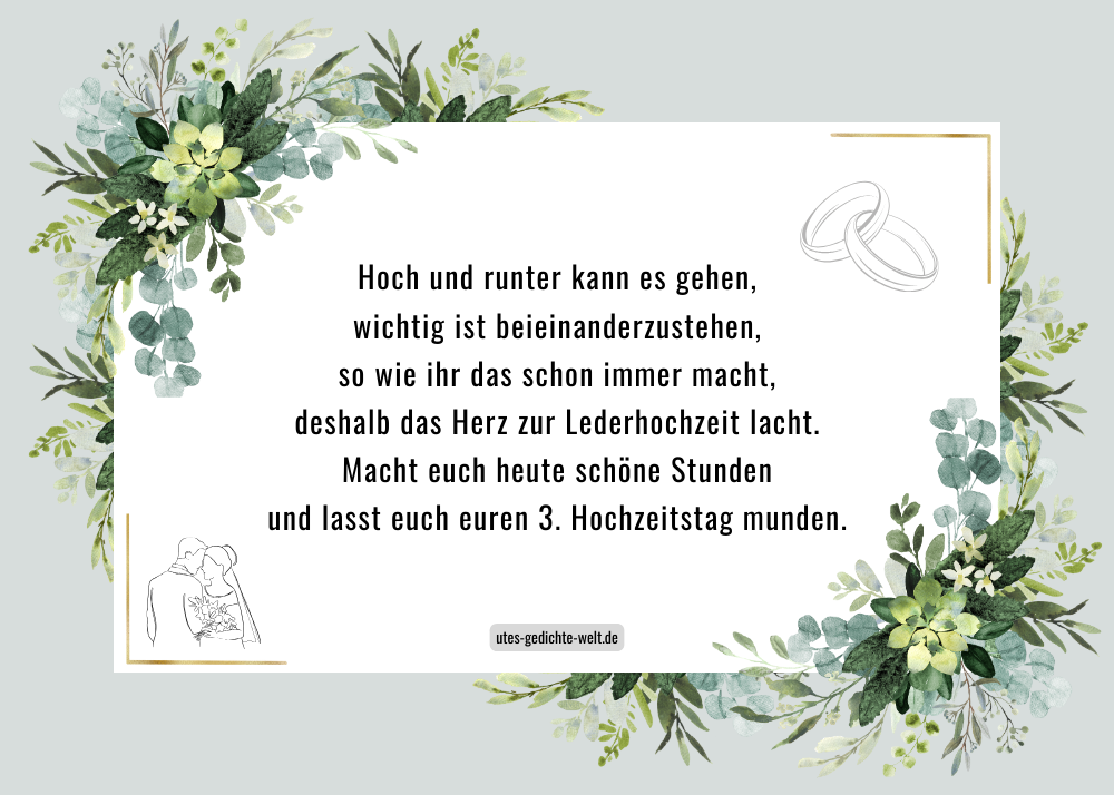 Glückwünsche zum 3. Hochzeitstag