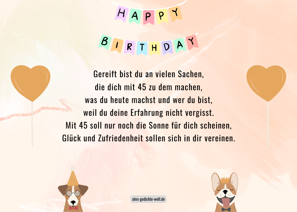 Glückwünsche zum 45. Geburtstag