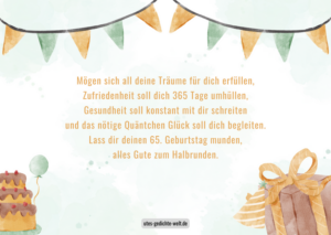 Glückwünsche zum 65. Geburtstag