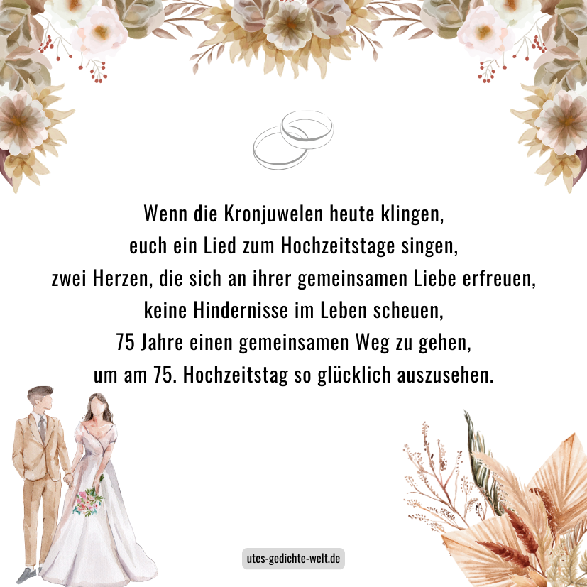 Glückwünsche zum 75. Hochzeitstag