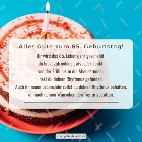 Glückwünsche zum 85. Geburtstag