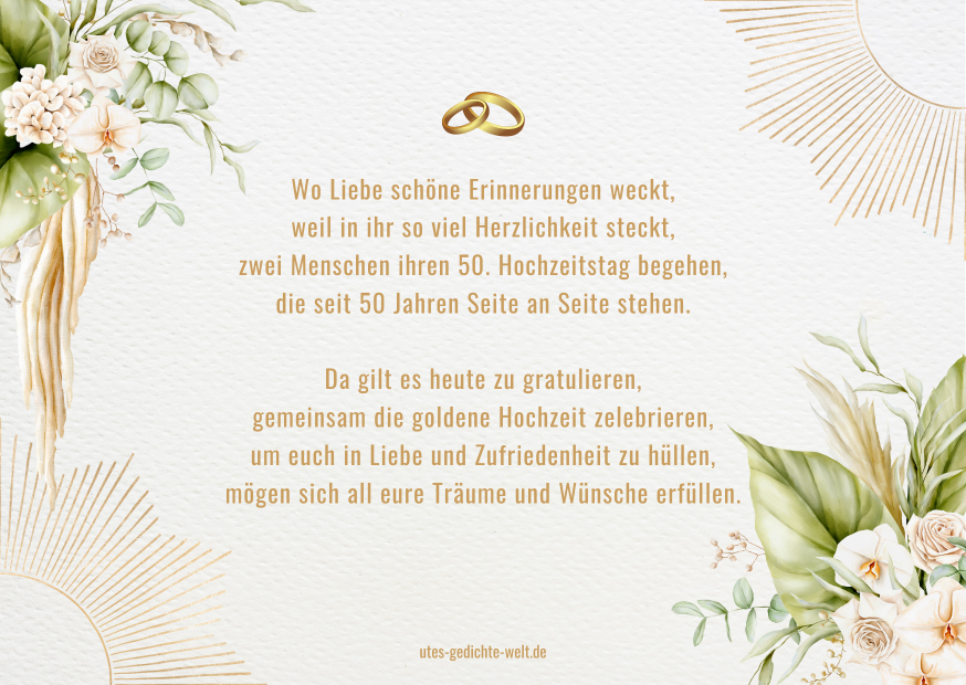 Glückwünsche zur goldenen Hochzeit