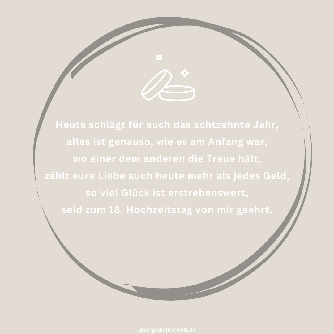 Glückwünsche zum 18. Hochzeitstag